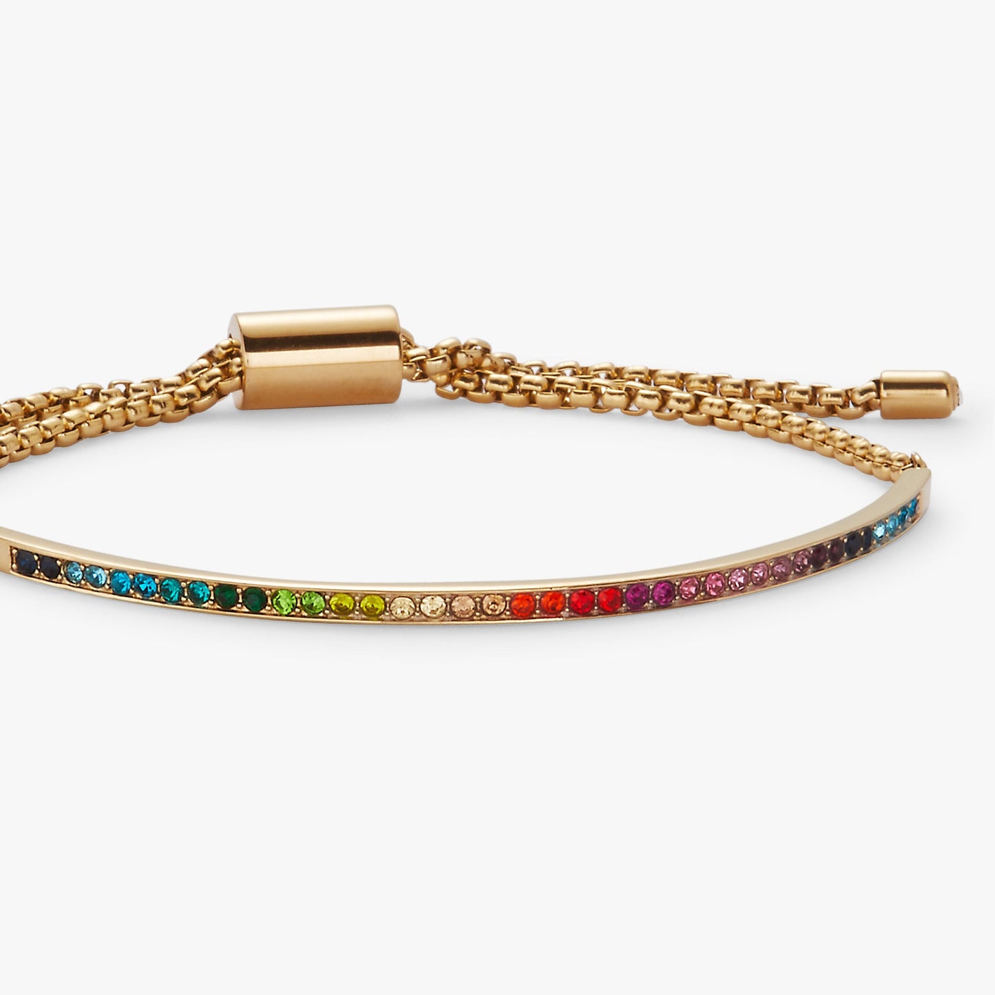 Rainbow Ombre Pave Bolo Stainless Steel Gold