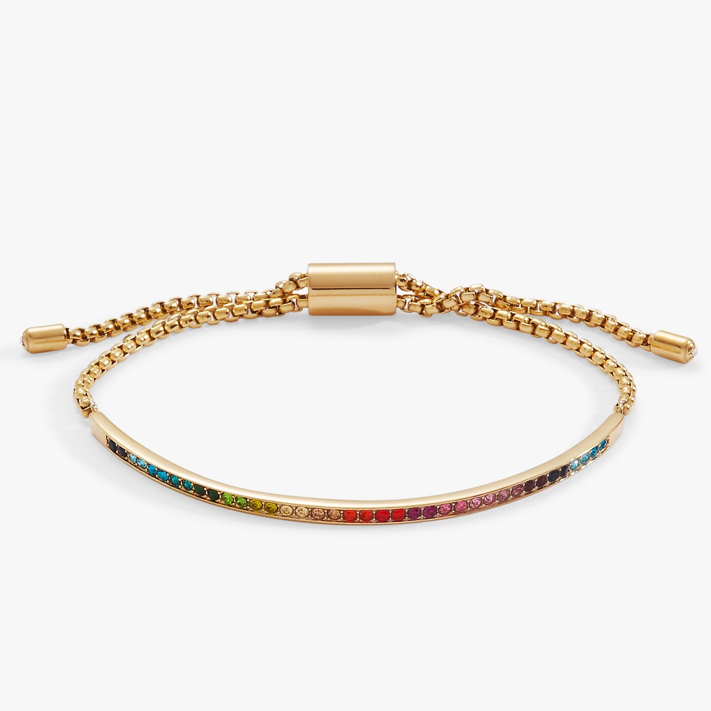 Rainbow Ombre Pave Bolo Stainless Steel Gold