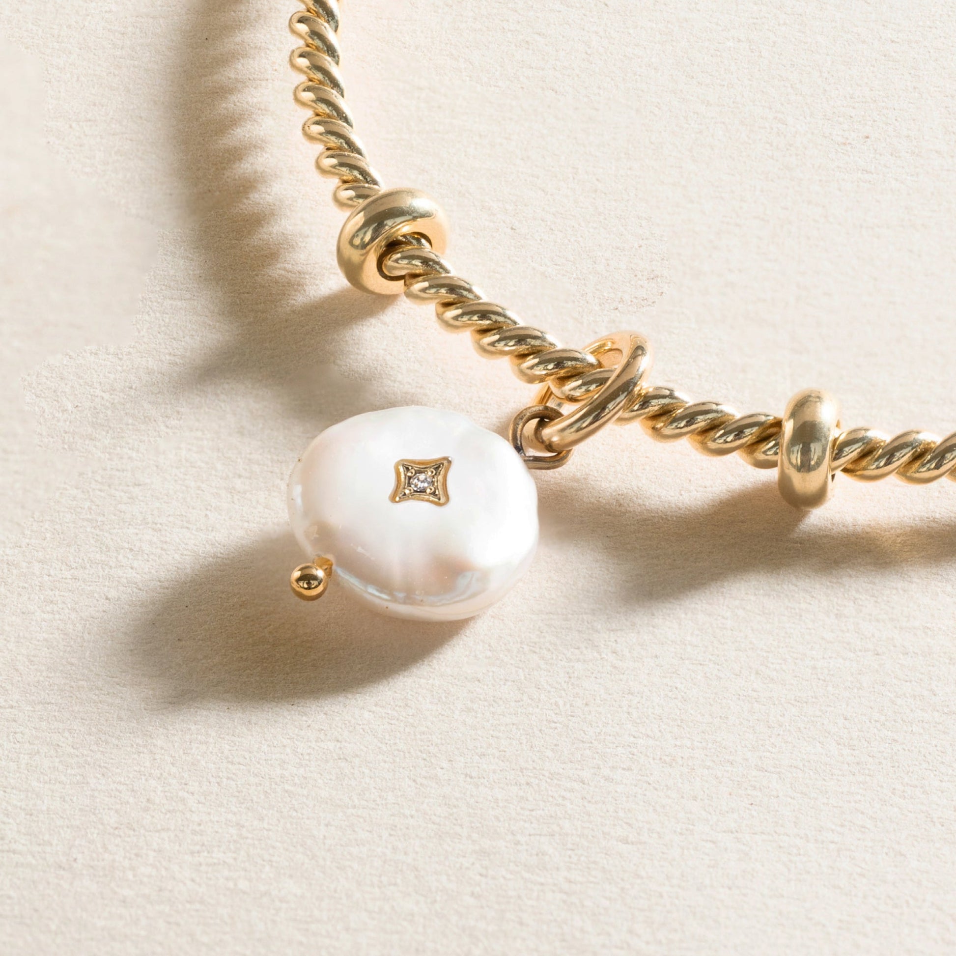 Pearl Interchangeable Charm Stainless Steel Gold