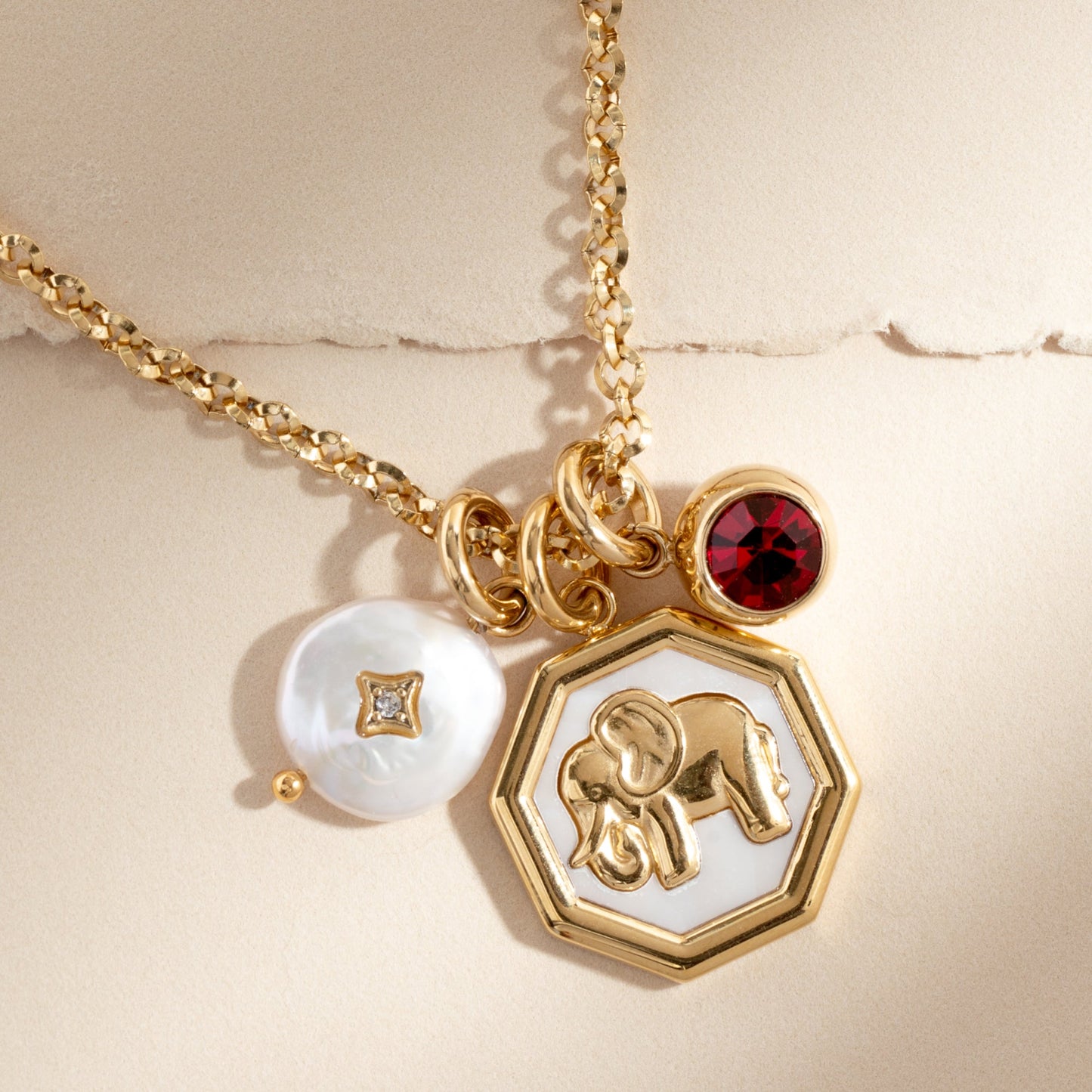 Pearl Interchangeable Charm Stainless Steel Gold