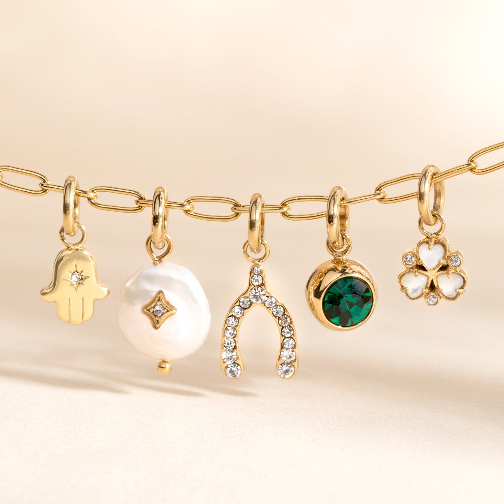 Pearl Interchangeable Charm Stainless Steel Gold