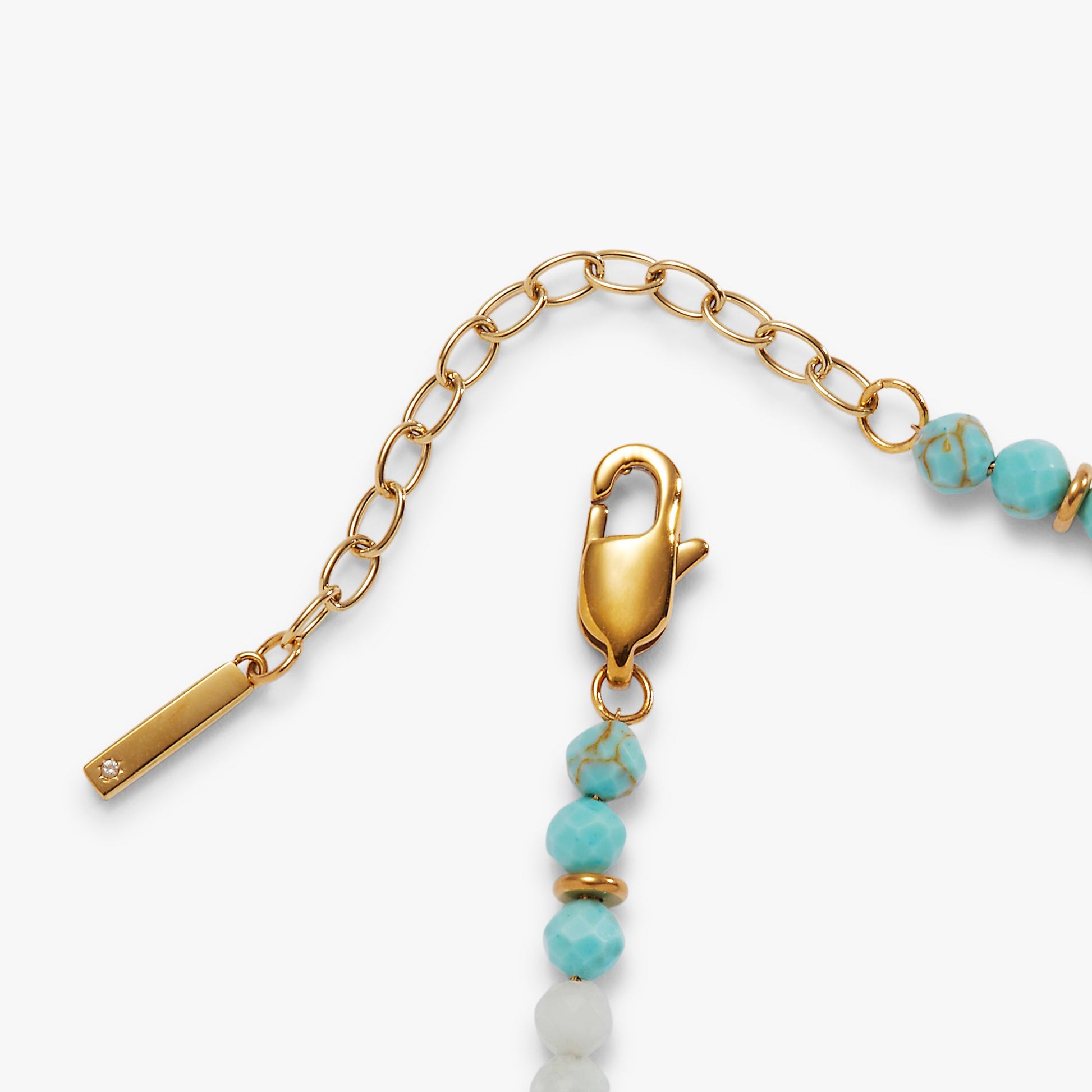 Turquoise Ombre Semi-Precious Beaded Bracelet Stainless Steel Gold