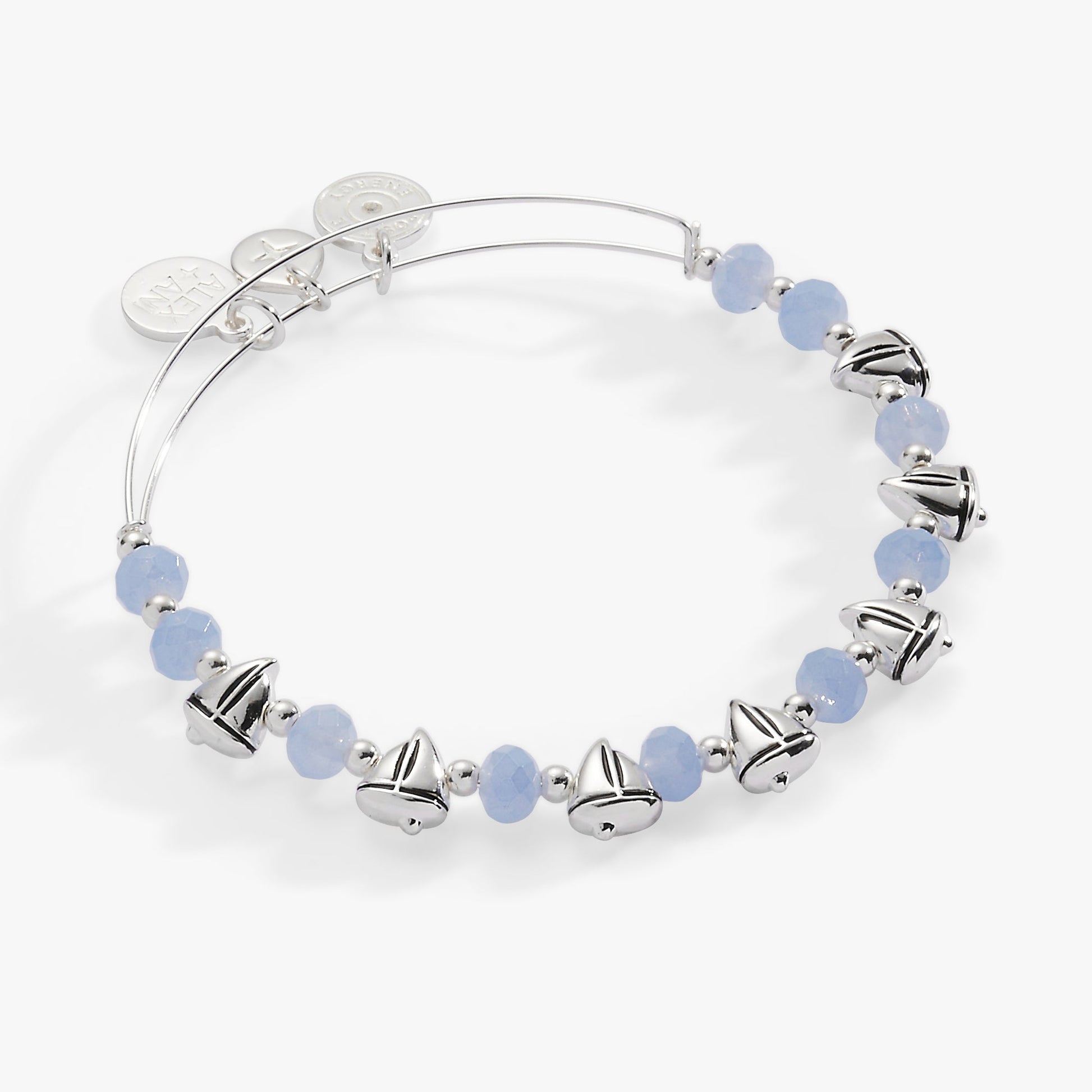 Sailboat Beaded Bangle Silver