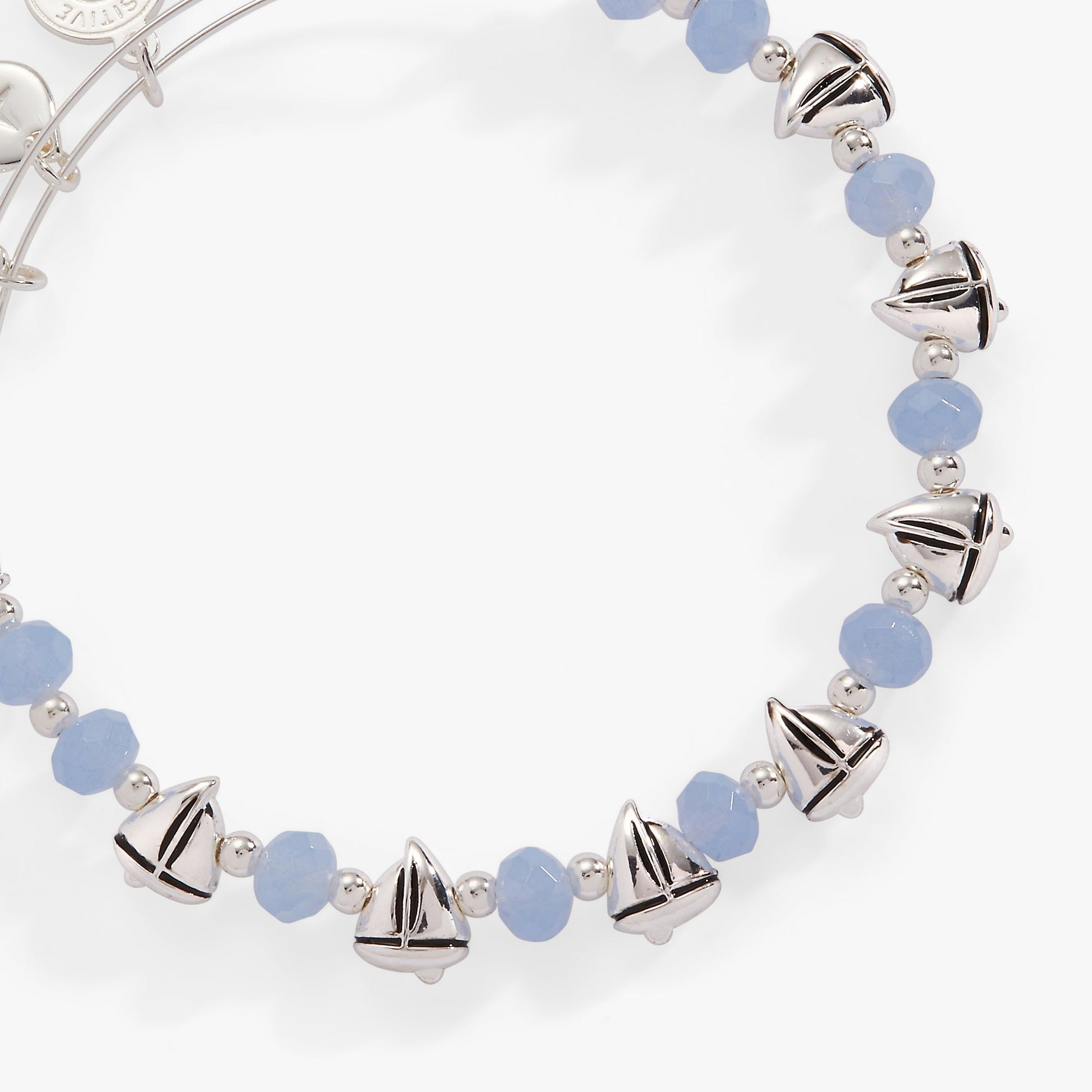 Sailboat Beaded Bangle Silver