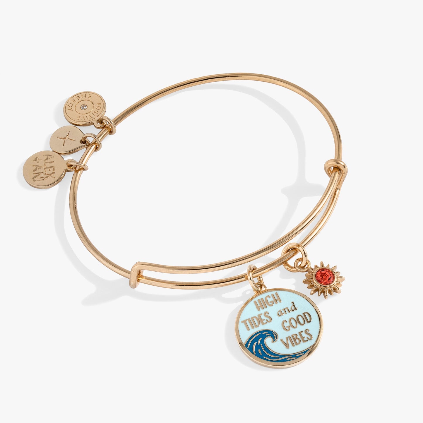 High Tides Good Vibes Charm Bangle Gold