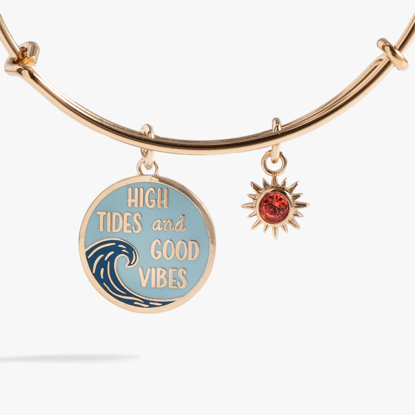 High Tides Good Vibes Charm Bangle Gold