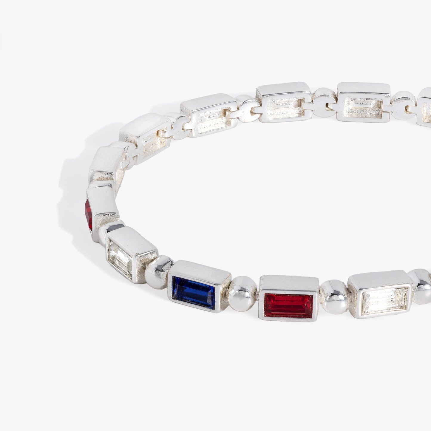 Red, White and Blue Baguette Bolo| Alex and Ani Silver