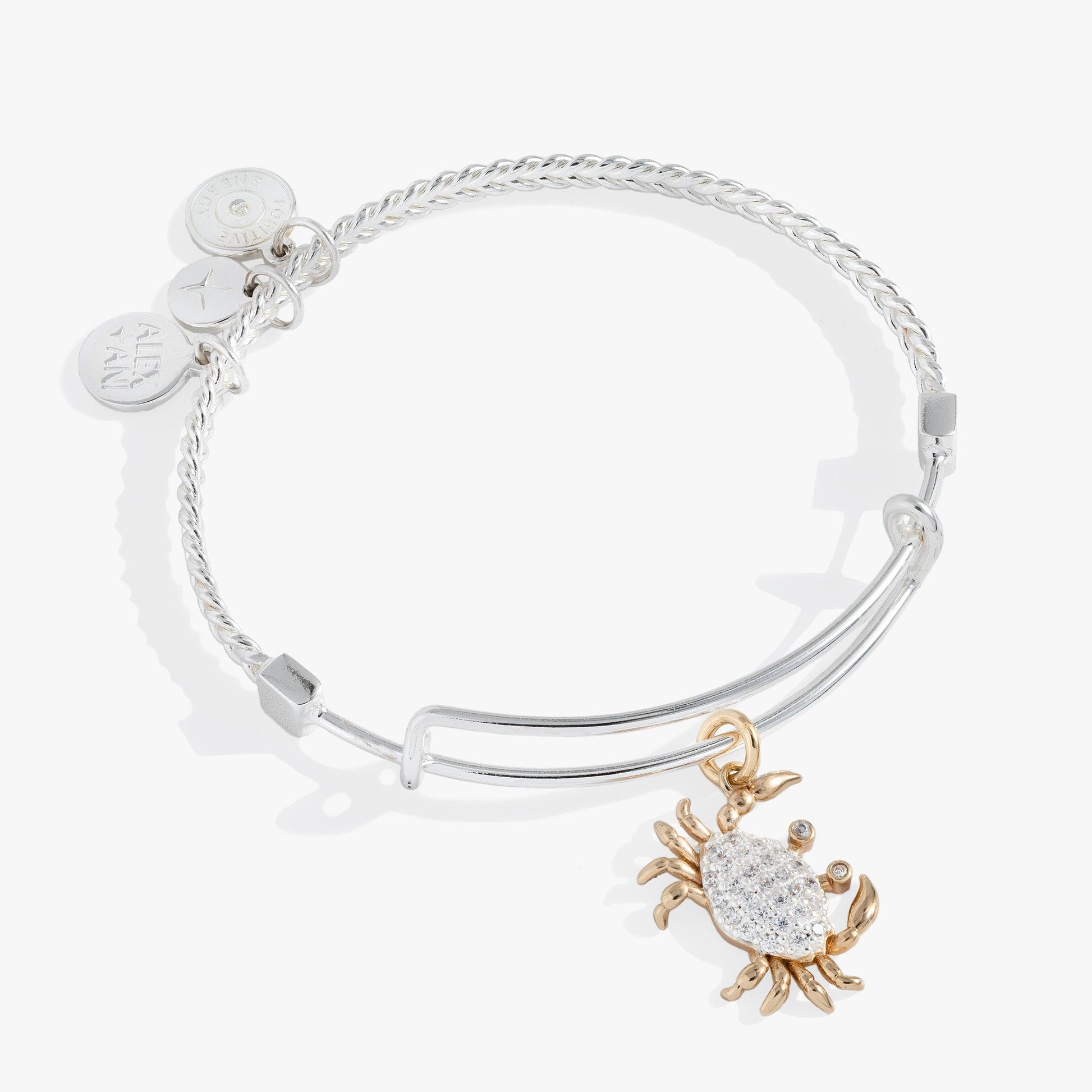 Textured Crab Charm Bangle Two Tone