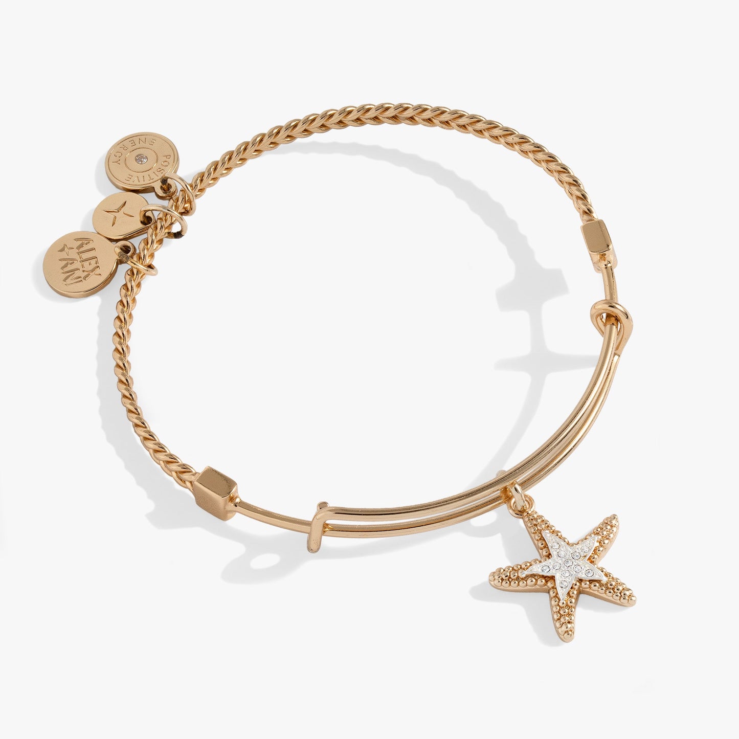 Textured Starfish Charm Bangle Two Tone