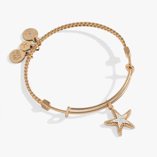 Textured Starfish Charm Bangle Two Tone