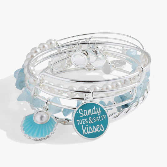 Beach Bangle Set of 5 Silver