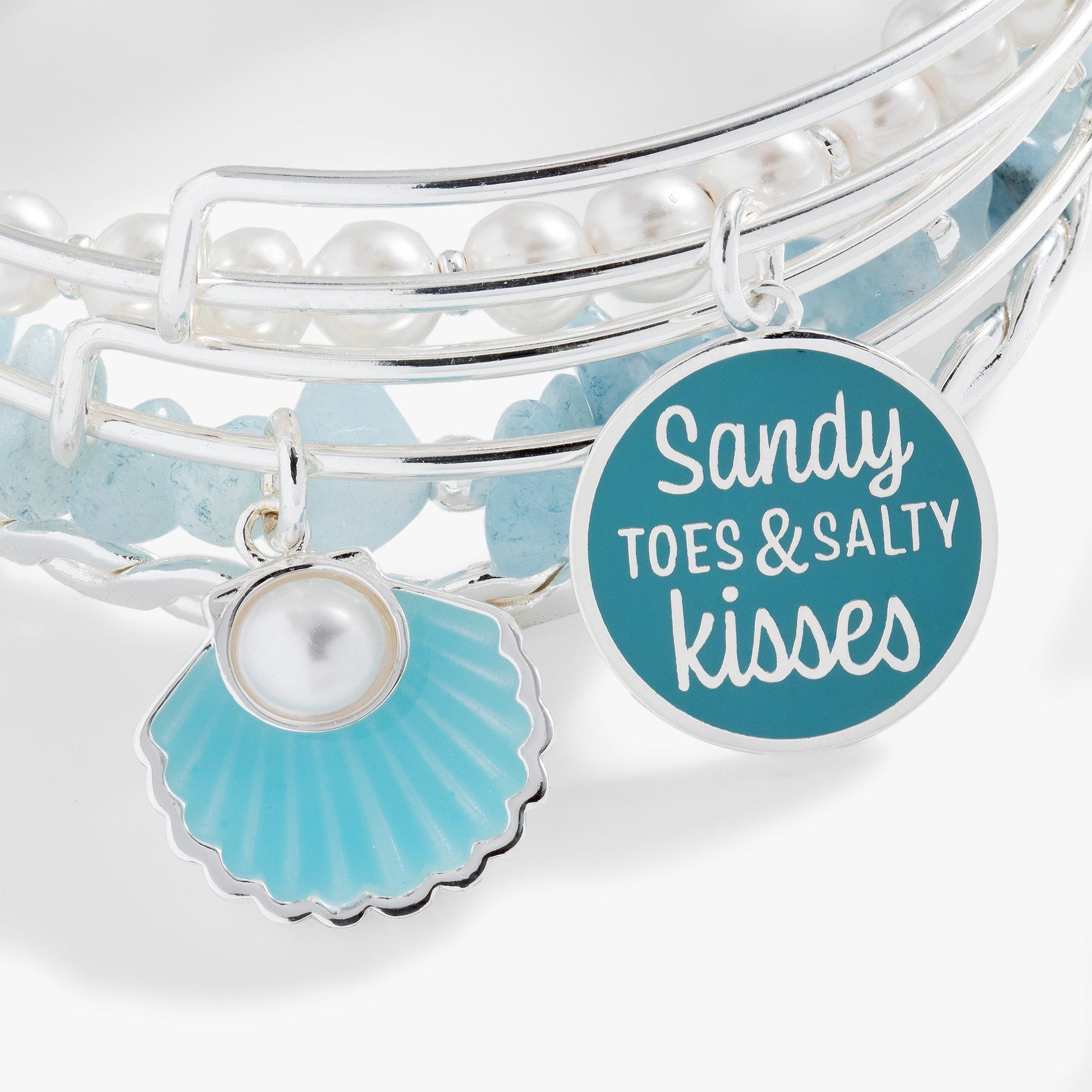 Beach Bangle Set of 5 Silver