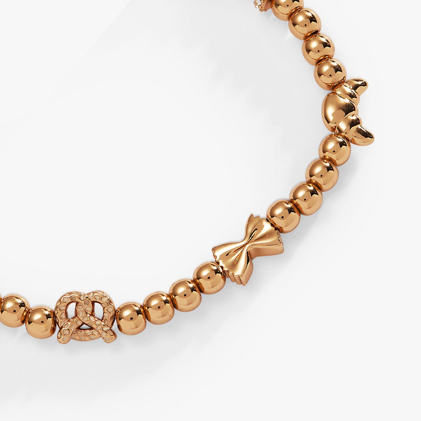 “Carbs are My Love Language” Beaded Stretch Bracelet Gold