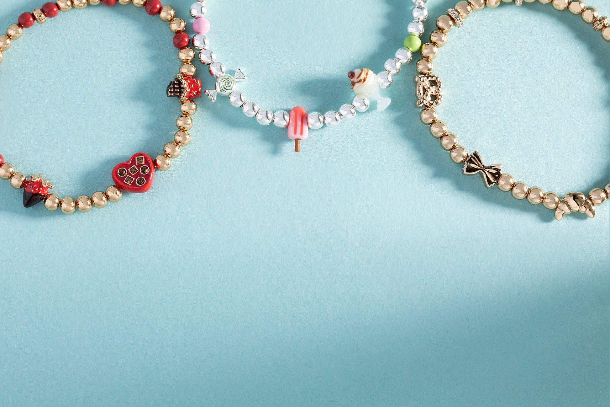 “Carbs are My Love Language” Beaded Stretch Bracelet Gold