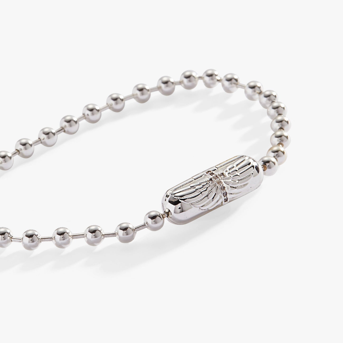 Wings with Cross Barrel Closure Bracelet Silver