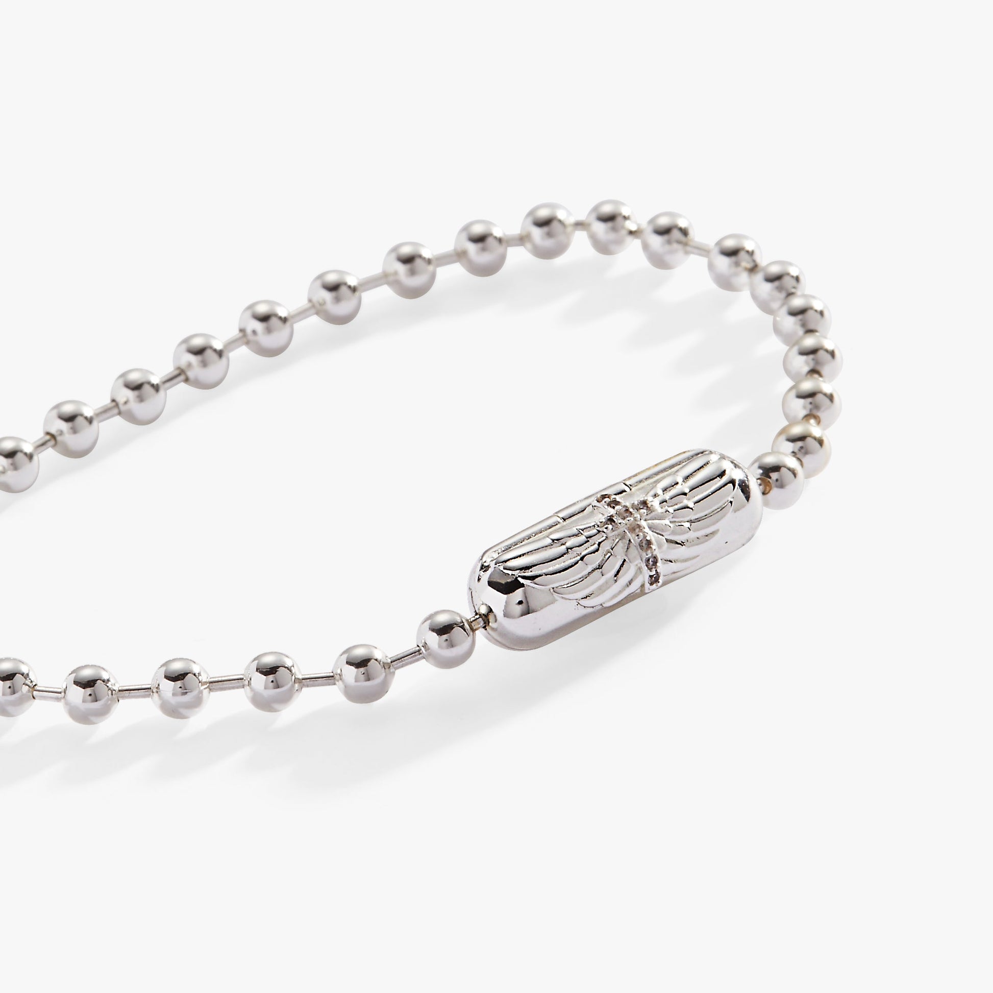 Wings with Cross Barrel Closure Bracelet Silver