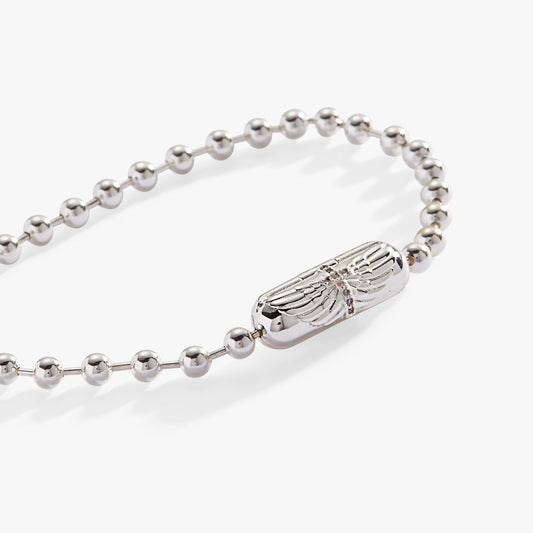 Wings with Cross Barrel Closure Bracelet Silver