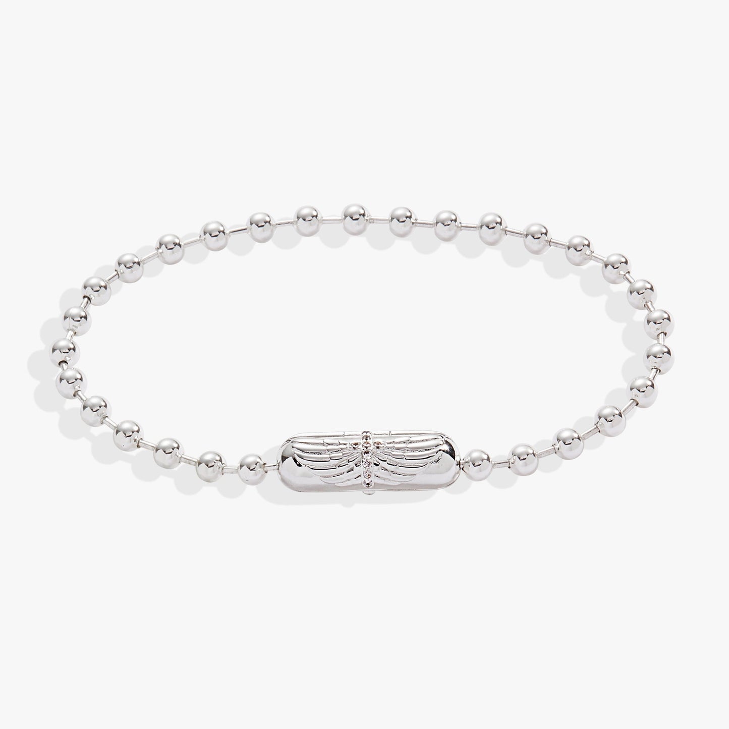 Wings with Cross Barrel Closure Bracelet Silver