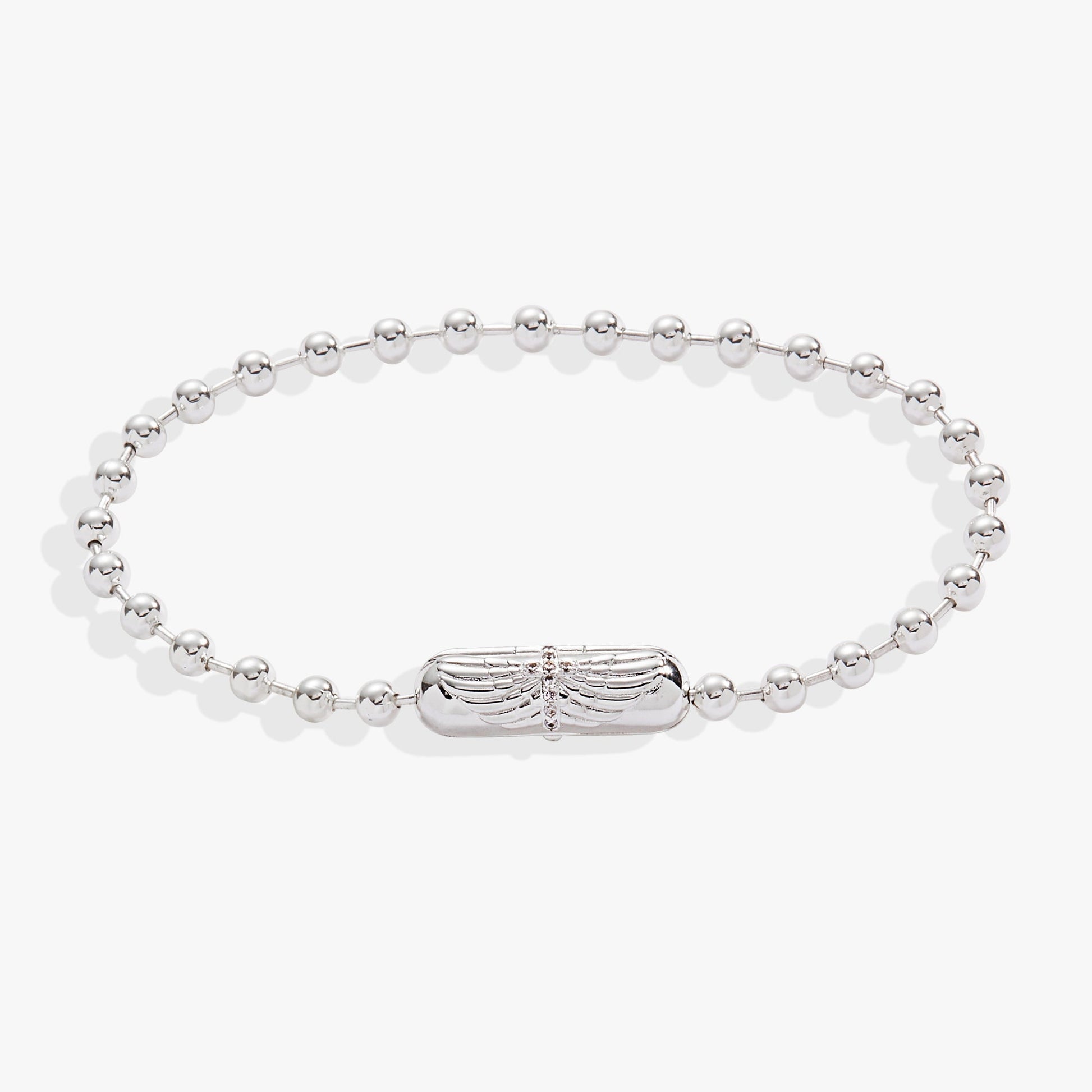 Wings with Cross Barrel Closure Bracelet Silver