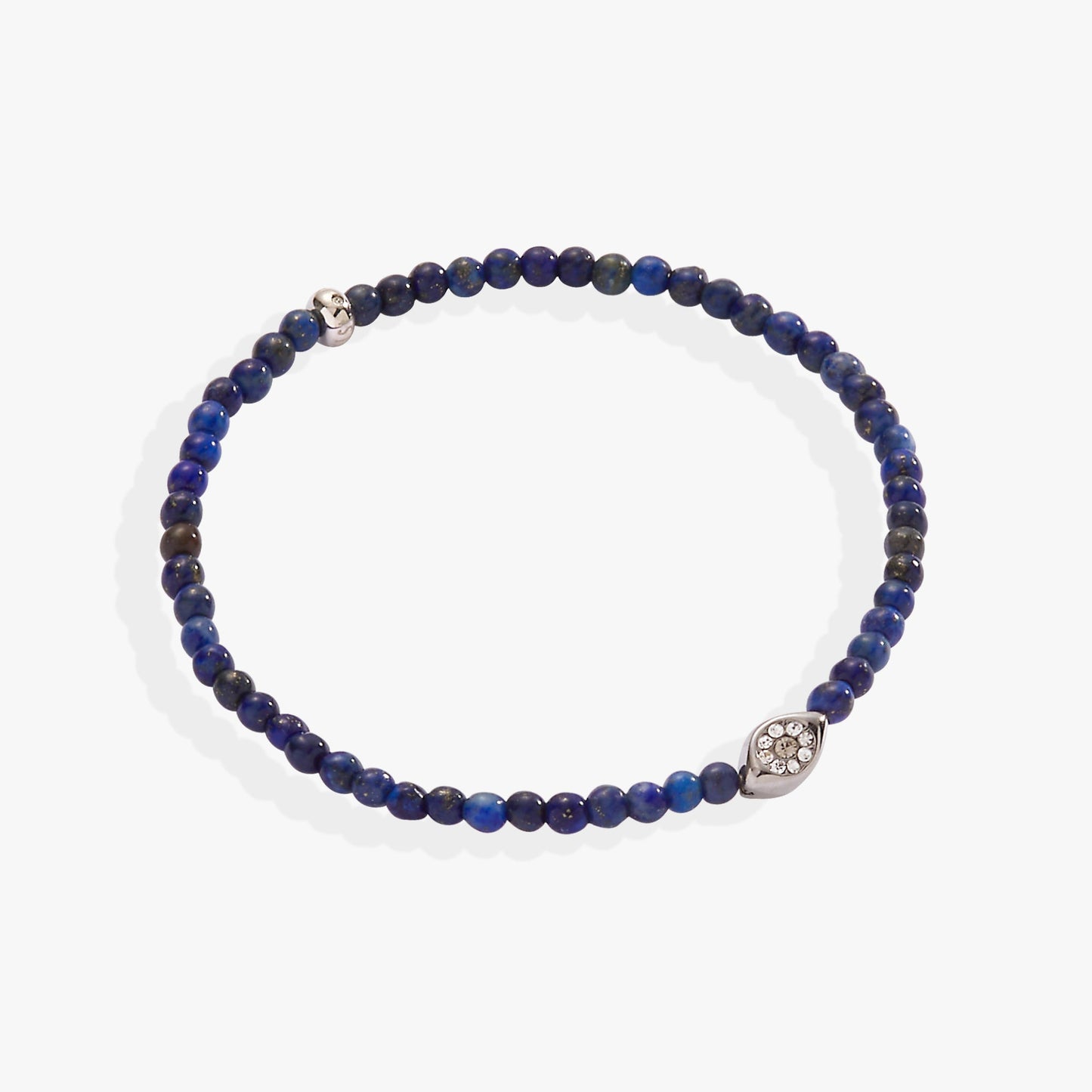 Lapis Evil Eye Mini Stretch Bracelet Stainless Steel Silver
