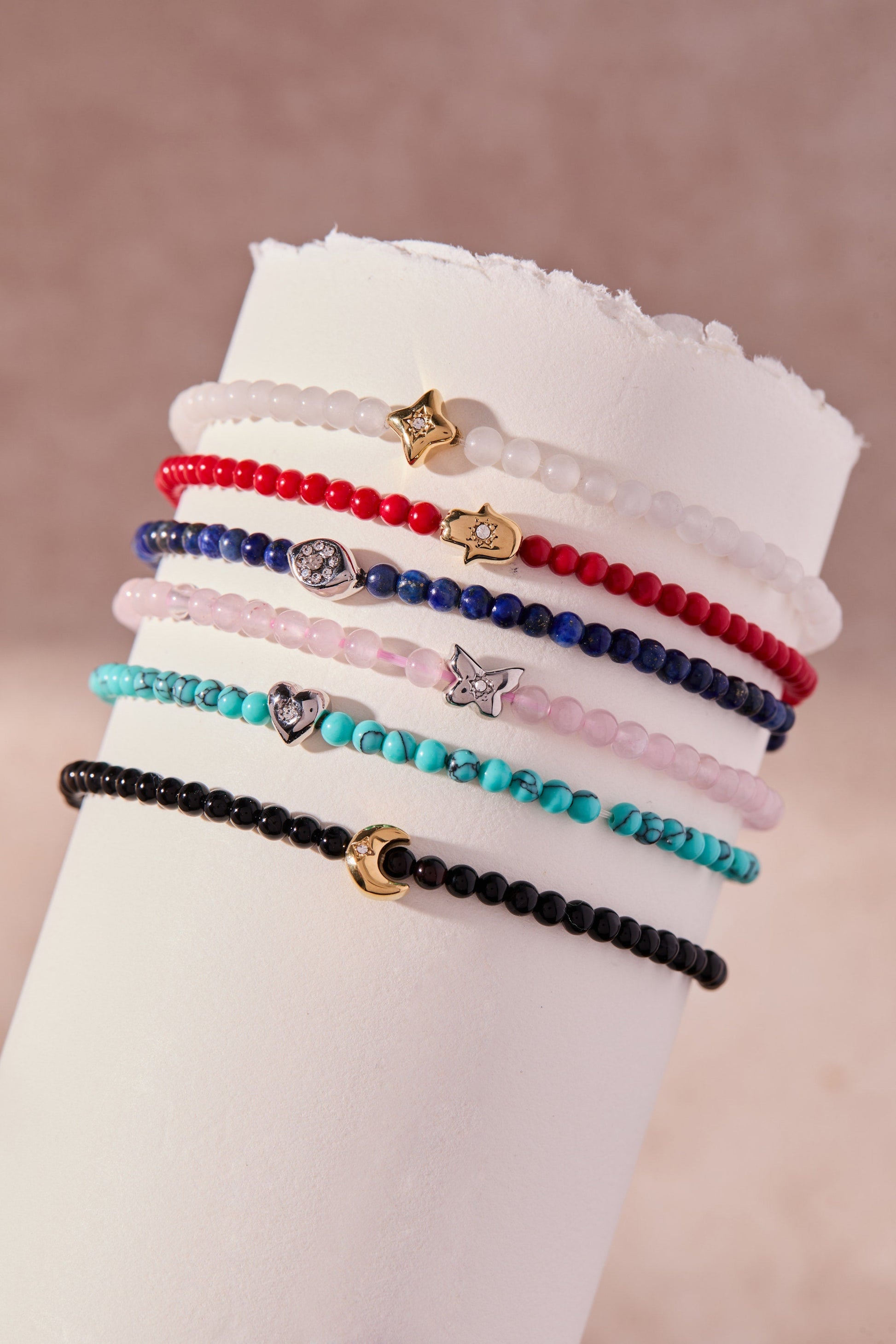 Lapis Evil Eye Mini Stretch Bracelet Stainless Steel Silver