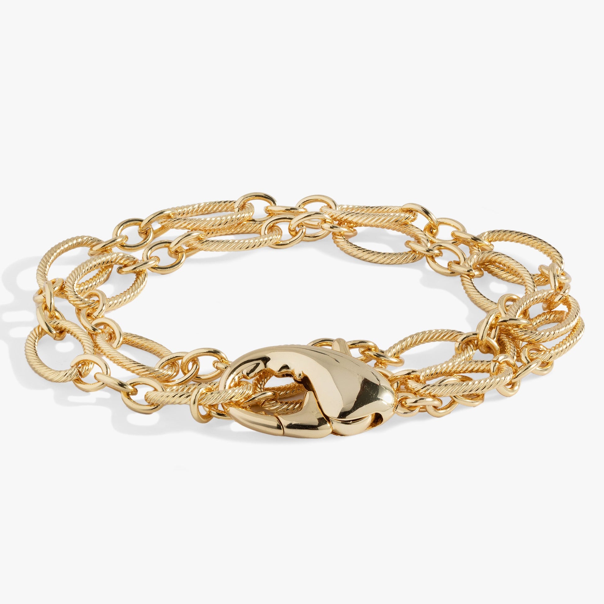 Lobster Claw Convertable Wrap Bracelet Gold