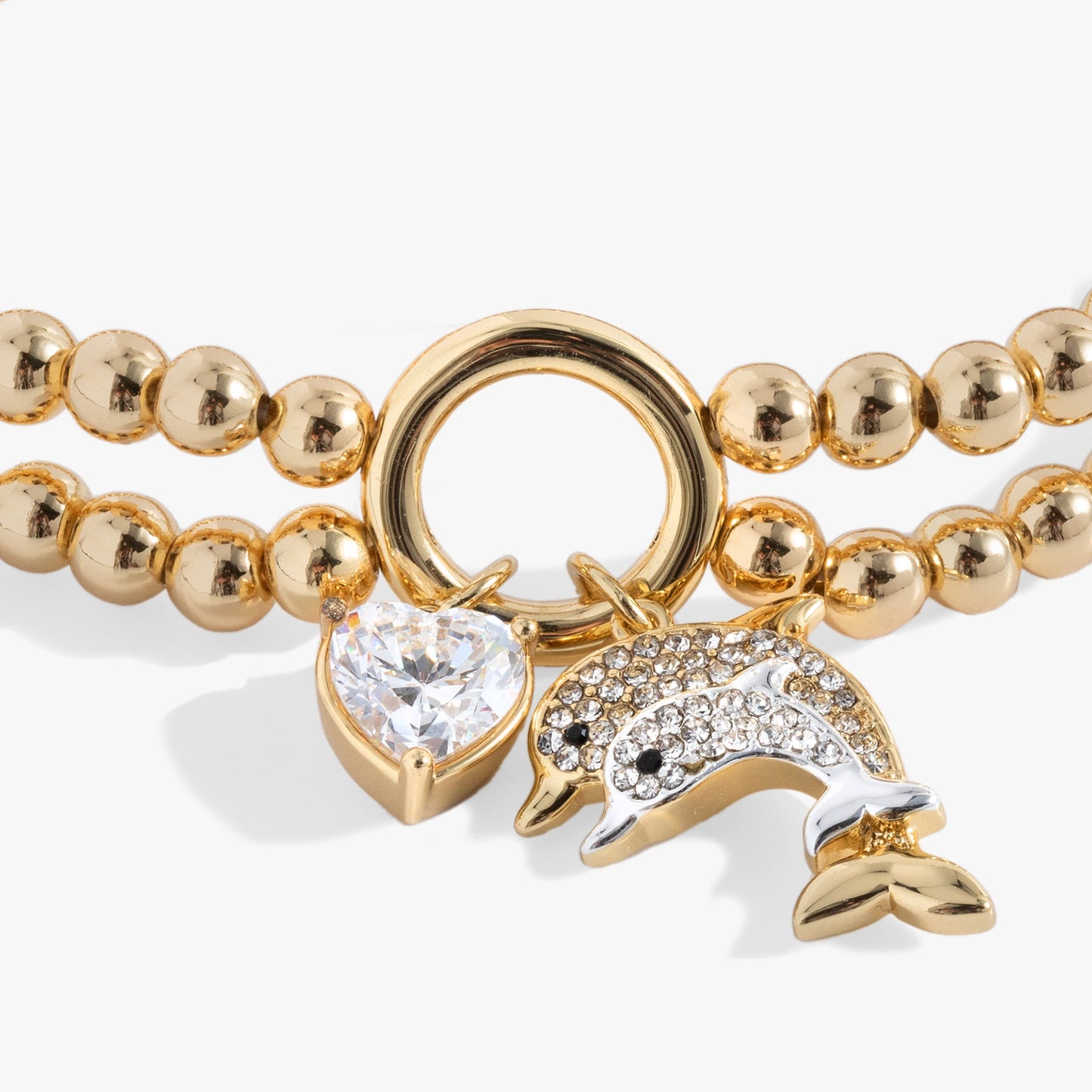 Dolphin Double Stretch Bracelet Two Tone