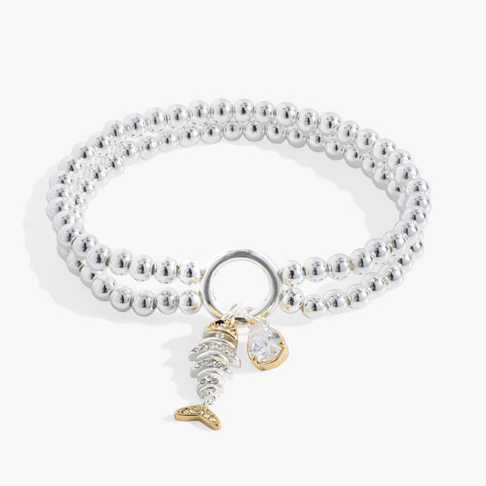 Fishbone Double Stretch Bracelet Two Tone