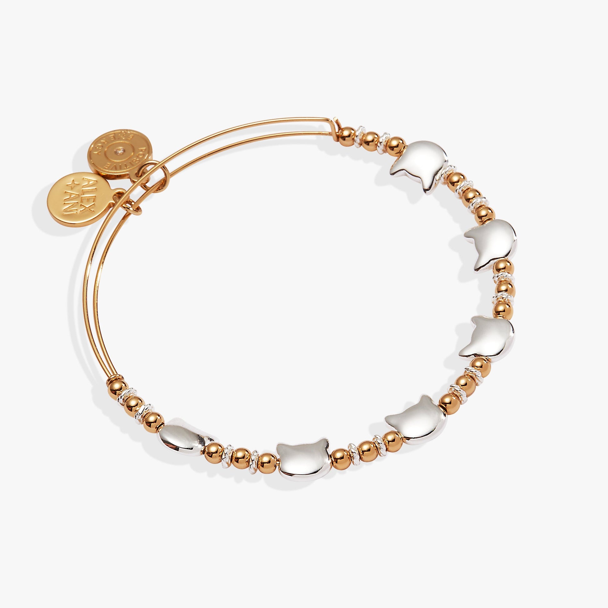 Cat Beaded Bangle Two Tone