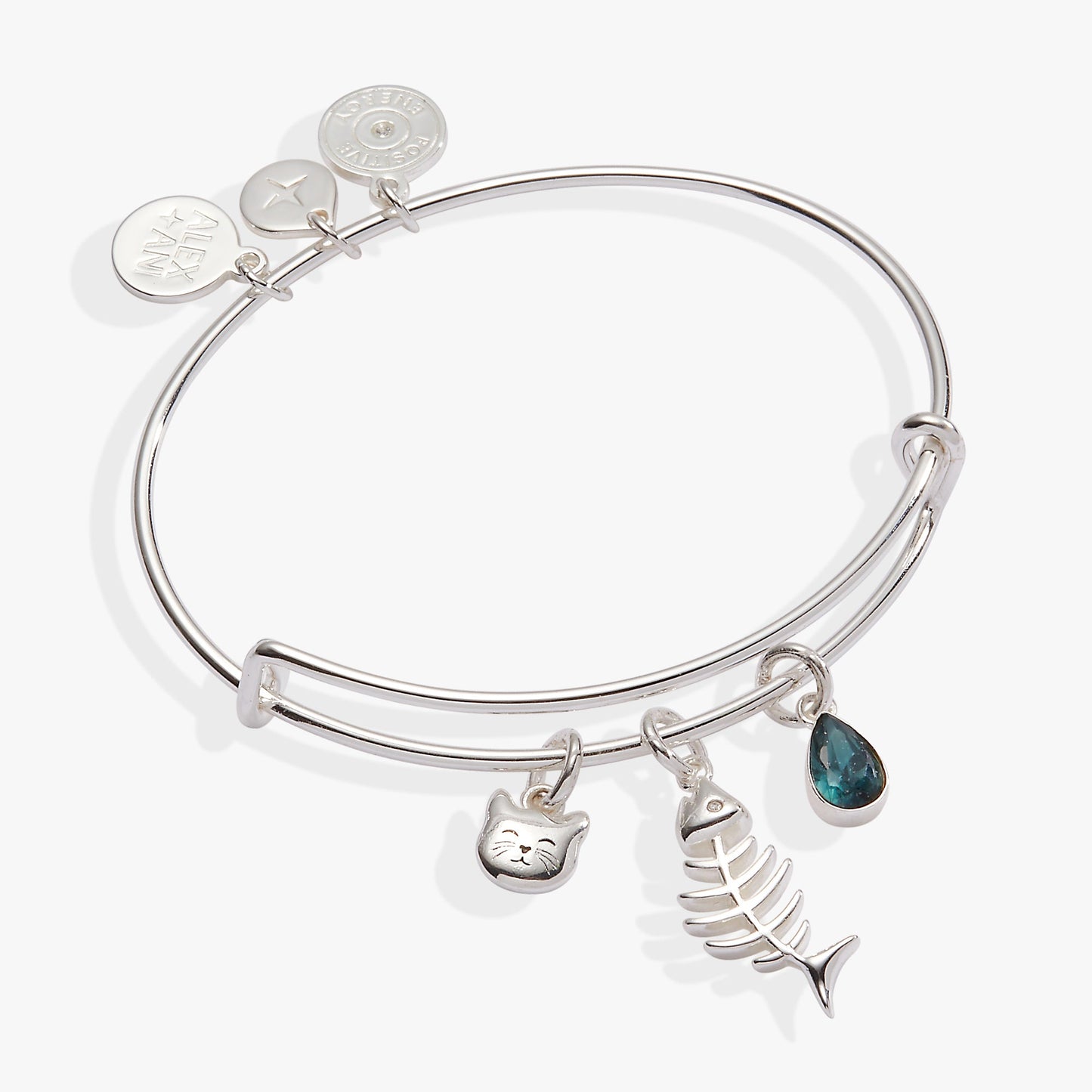Fish Bone Cat Bangle Silver