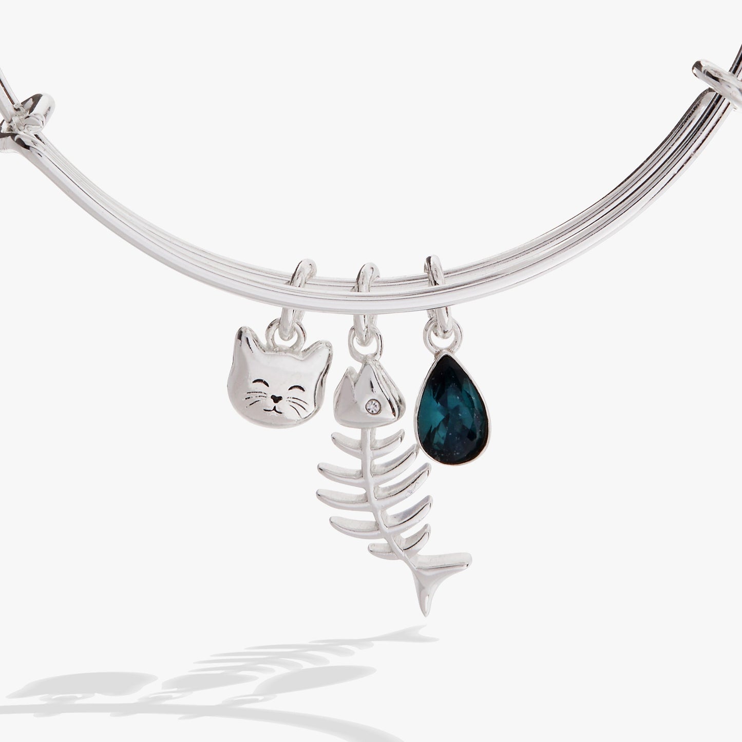 Fish Bone Cat Bangle Silver