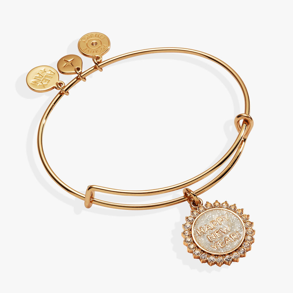 Happy New Year Crystal Bangle Gold
