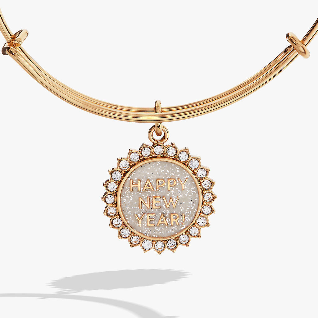 Happy New Year Crystal Bangle Gold