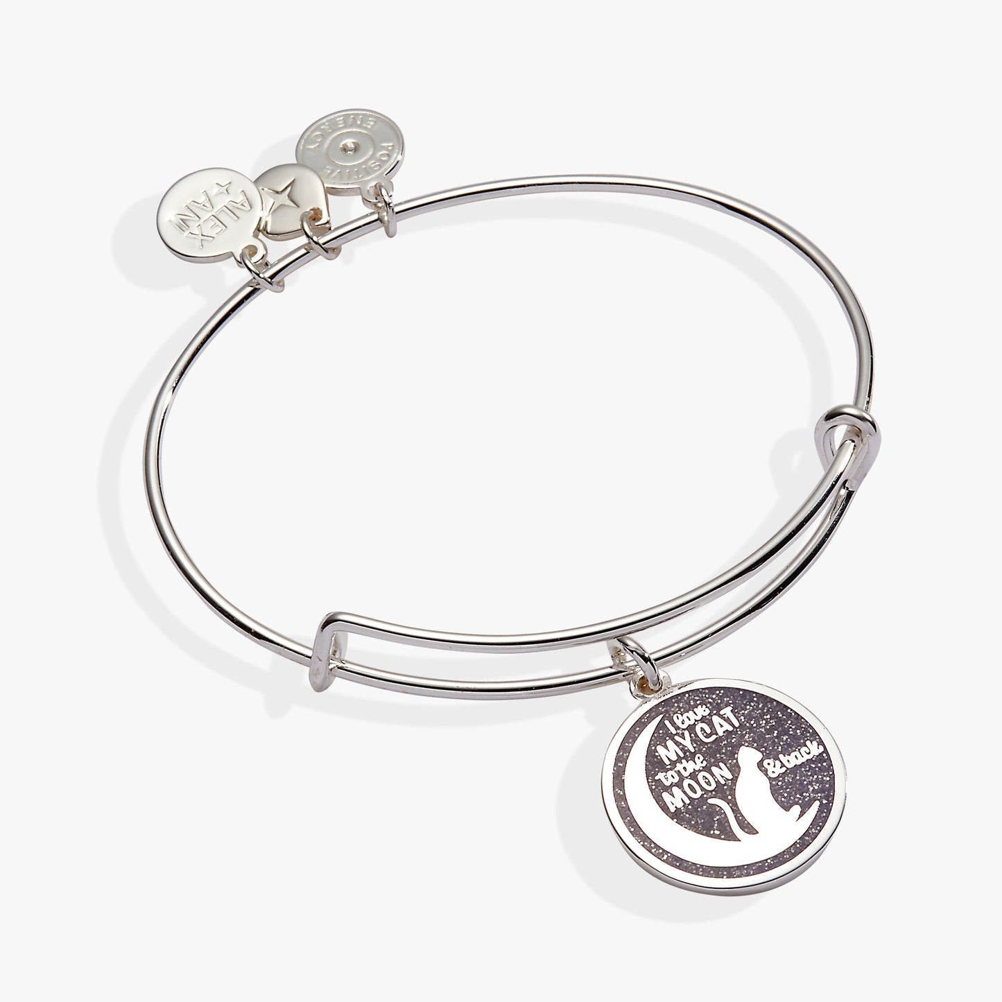 Love My Cat to the Moon and Back Bangle Silver