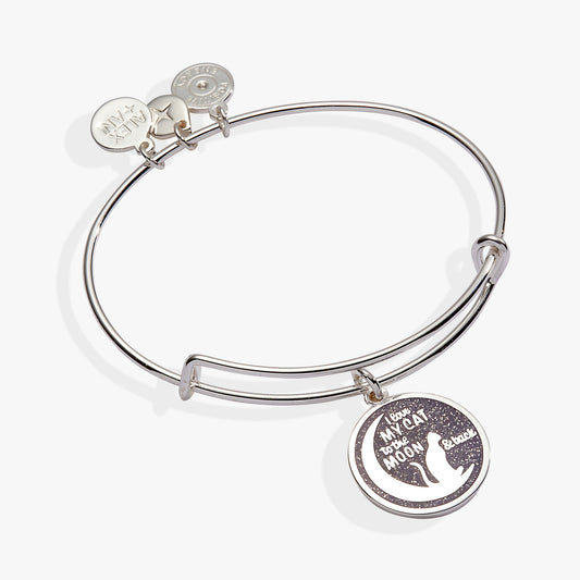 Love My Cat to the Moon and Back Bangle Silver