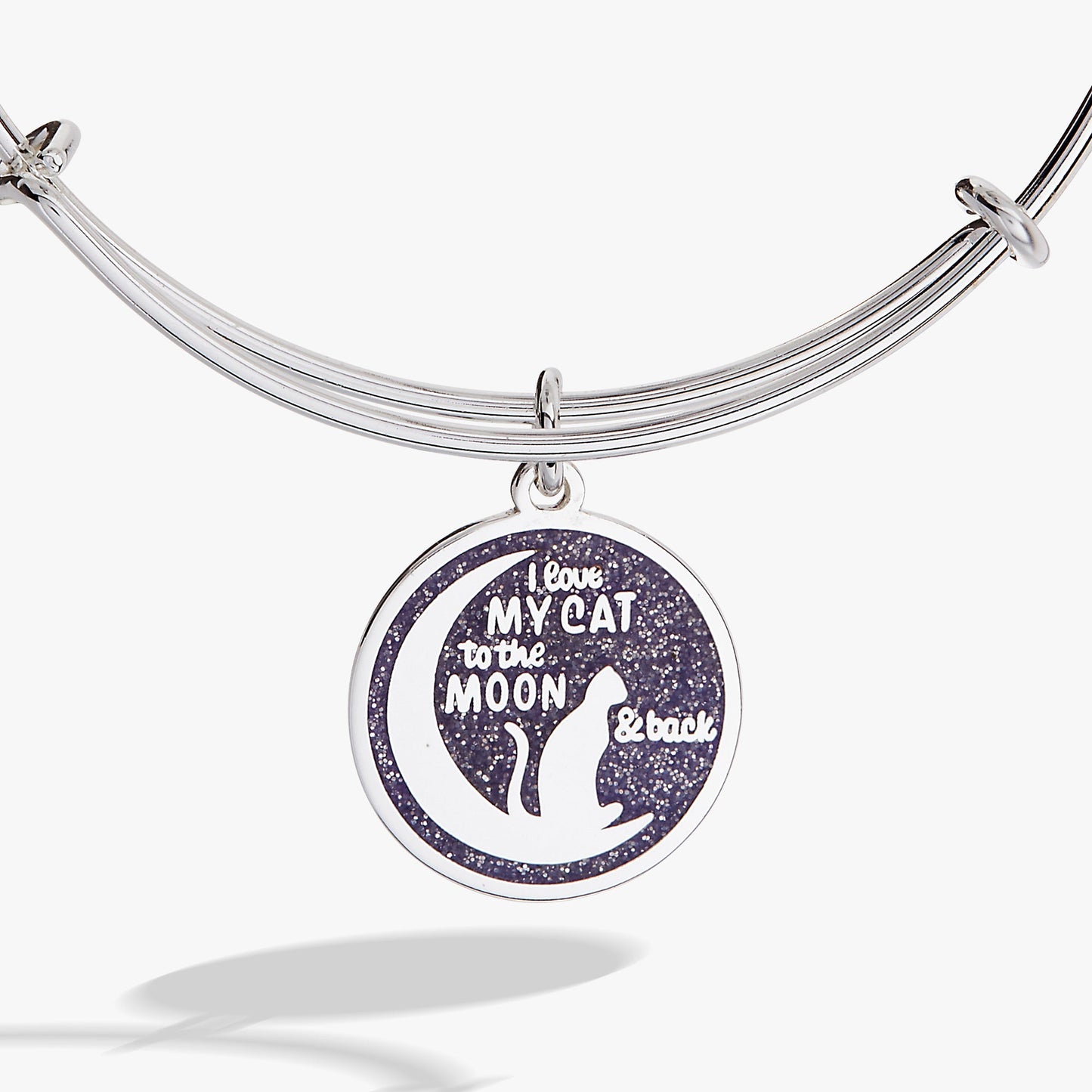 Love My Cat to the Moon and Back Bangle Silver