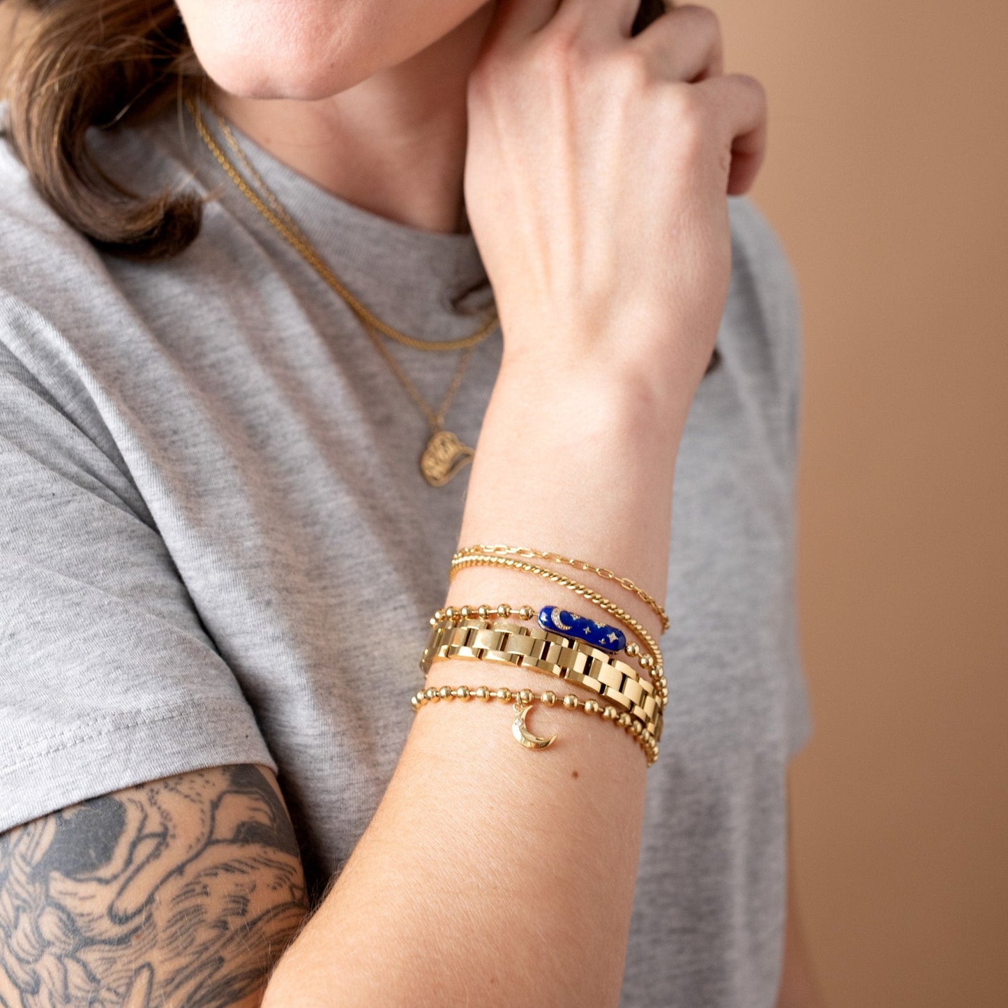 Starry Night Barrel Closure Bracelet Gold