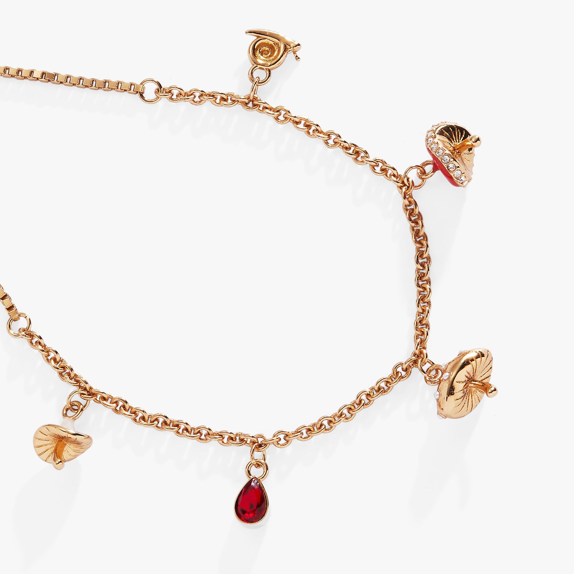 Mushroom Bolo Charm Bracelet Gold