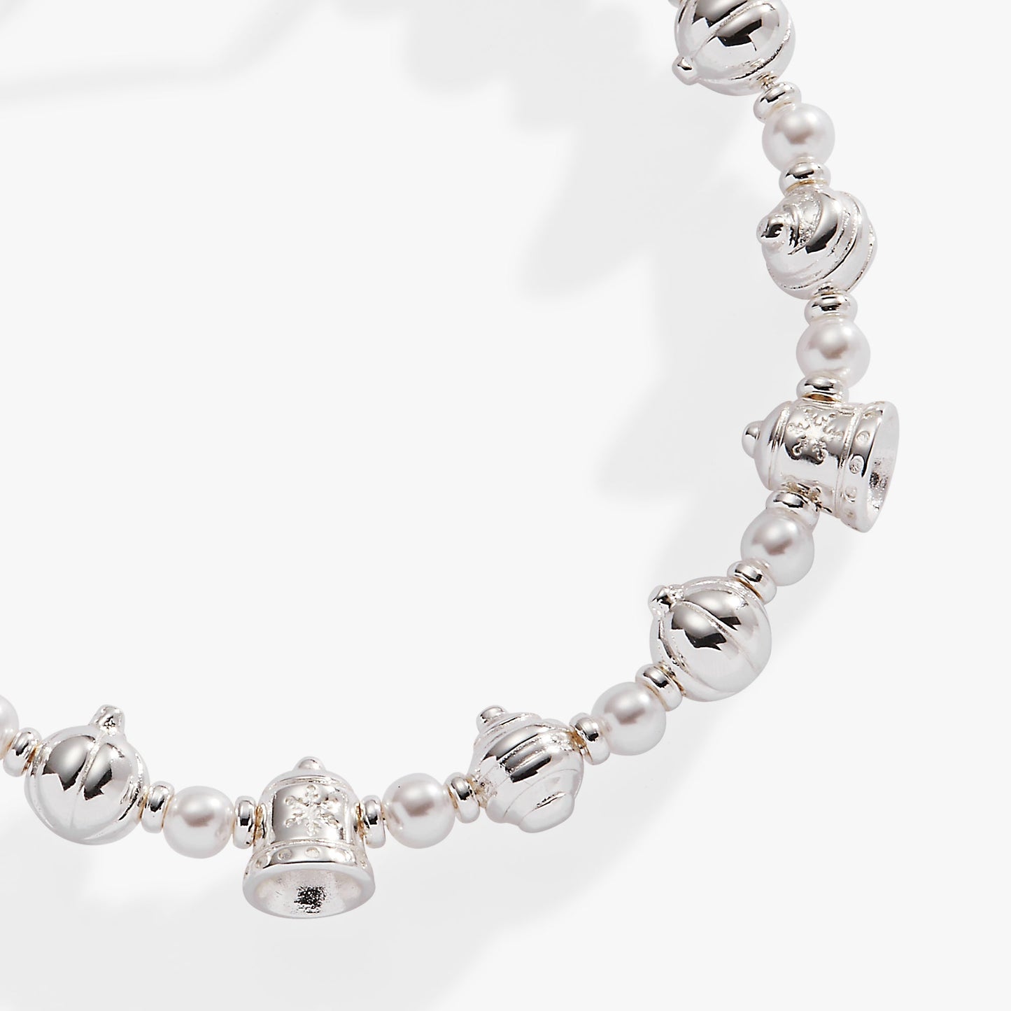 Bells Beaded Bangle Silver