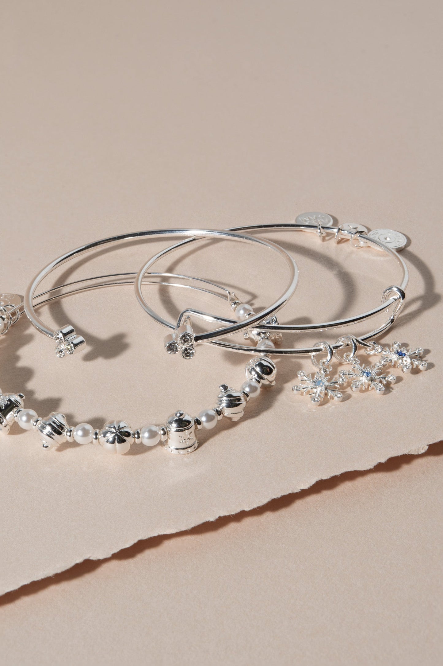 Bells Beaded Bangle Silver