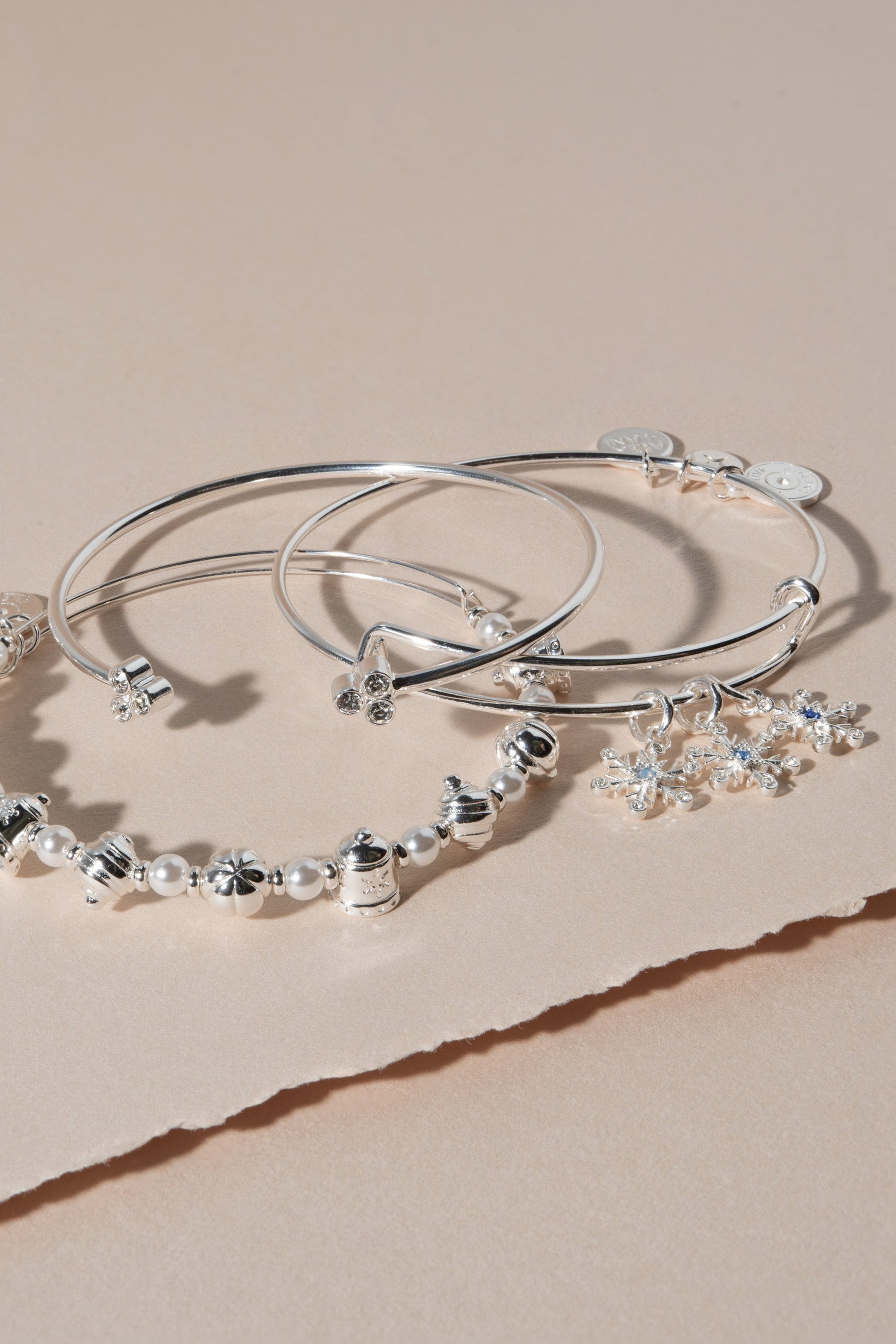 Bells Beaded Bangle Silver