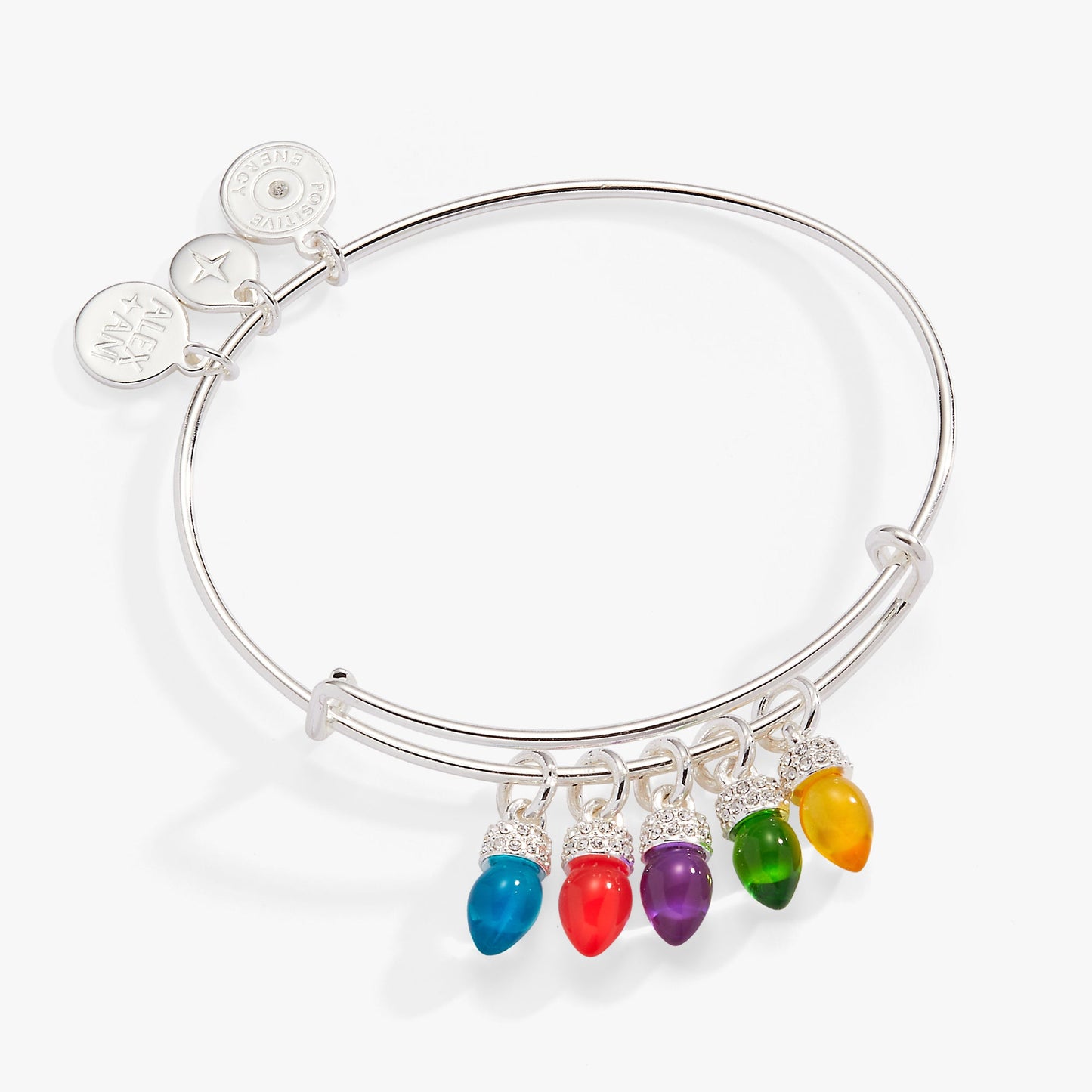 Christmas Light Bulb Charm Bangle Gold
