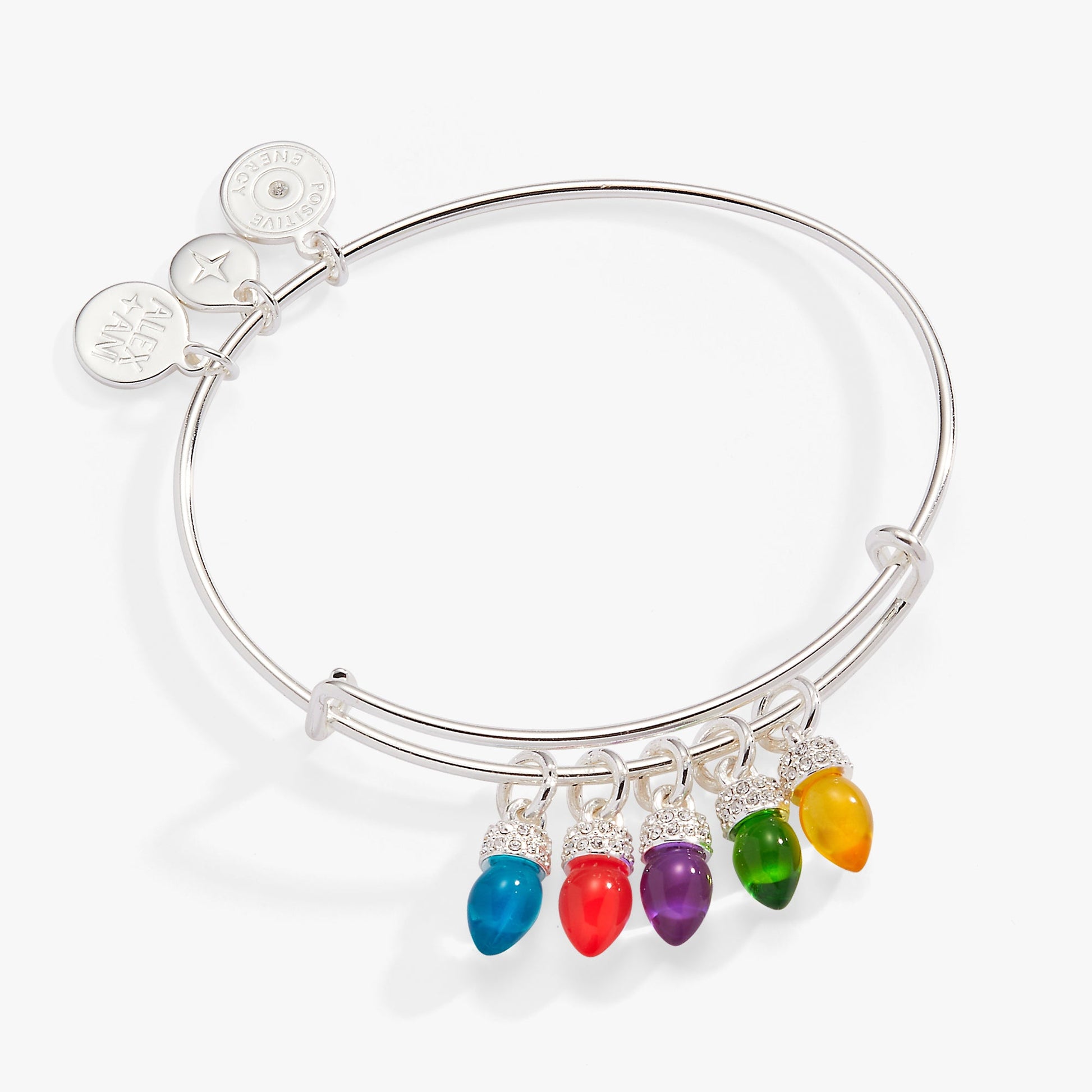 Christmas Light Bulb Charm Bangle Gold