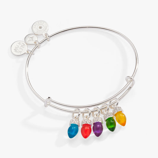 Christmas Light Bulb Charm Bangle Gold