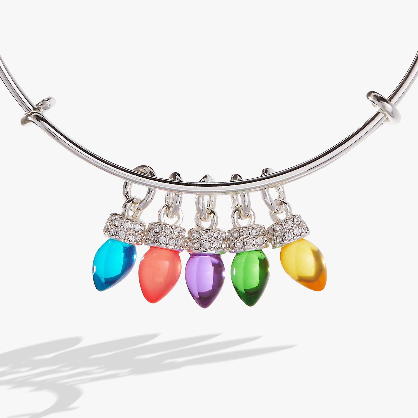 Christmas Light Bulb Charm Bangle Gold