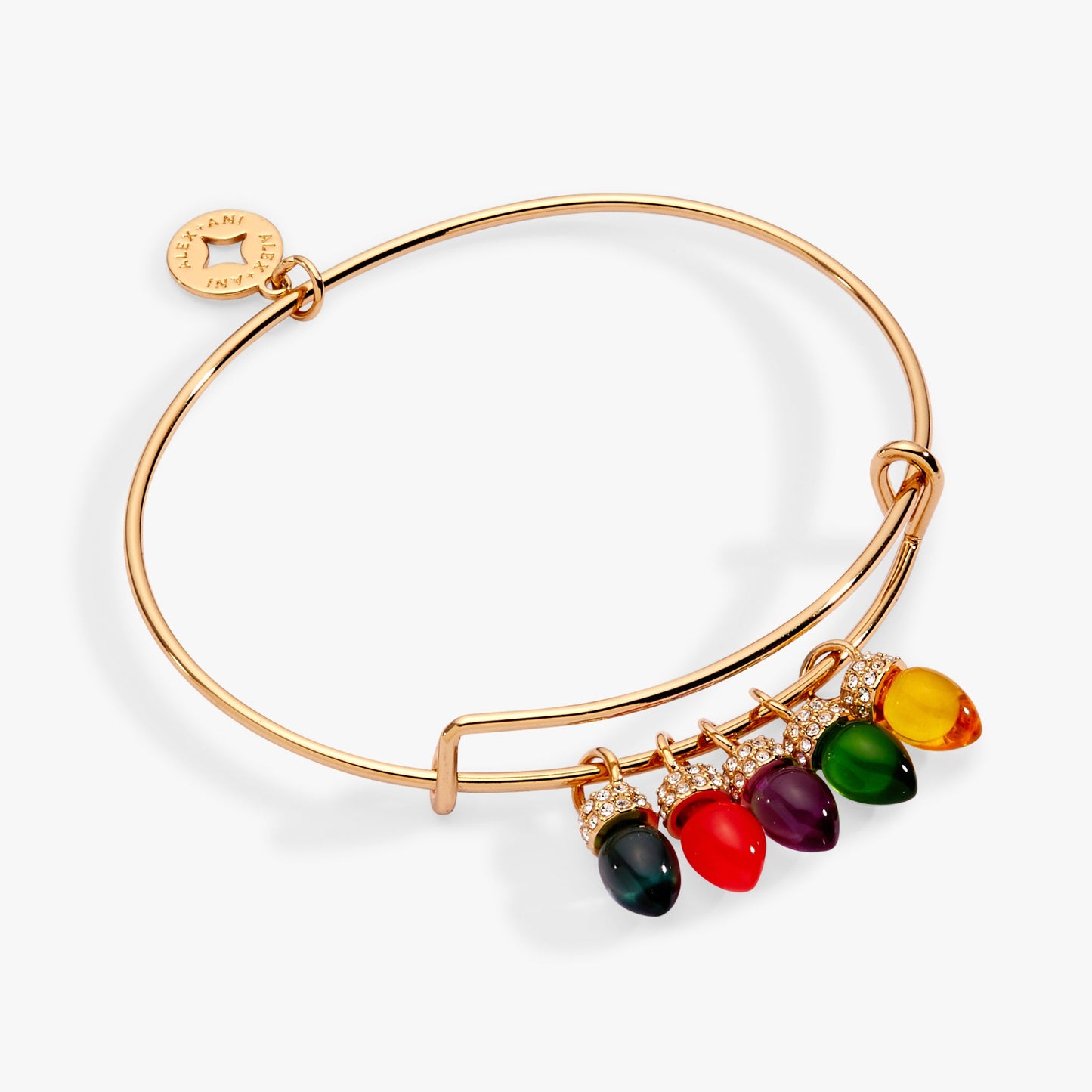 Christmas Light Bulb Charm Bangle Gold