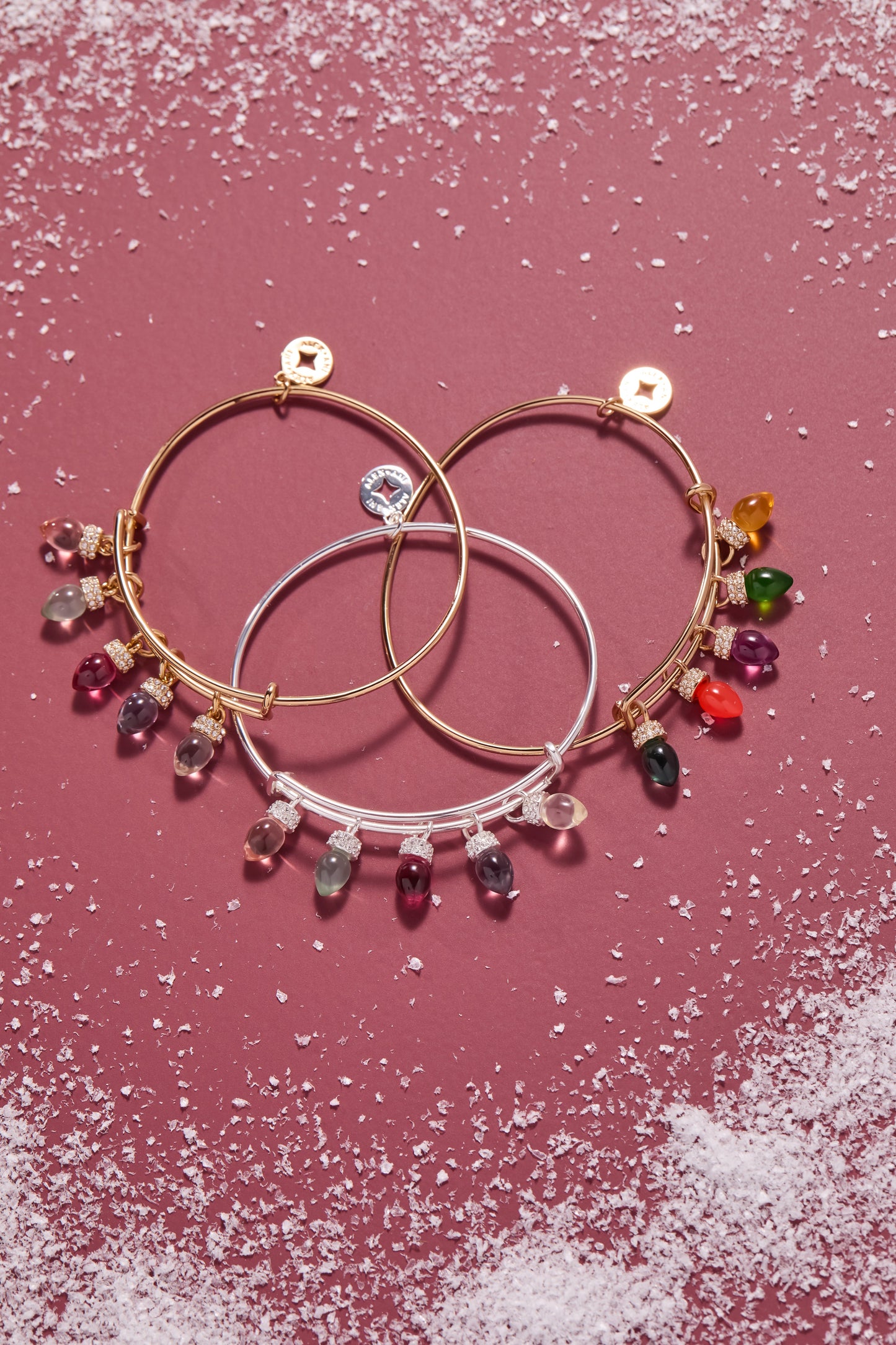 Christmas Light Bulb Charm Bangle Gold
